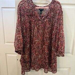 Maggie Barnes Top Shirt Blouse Size 4X 30/32 Sheer Mature Career Professional